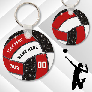 Porte-clés Cadeaux de volleyball noir et blanc rouge, volleyb