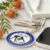 Porte-clés Cadeaux d'équipe de lutte bleu et blanc ou vos COU (Devant droit)