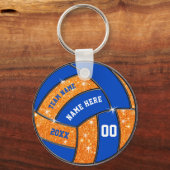 Porte-clés Cadeaux d'équipe de volleyball orange et bleu pers (Recto)
