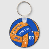 Porte-clés Cadeaux d'équipe de volleyball orange et bleu pers (Verso)