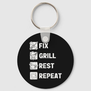Porte-clés Cadeaux Drôles pour Hommes Papa Répare Grill Repos