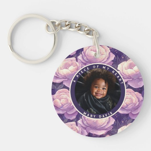 Porte-clés Cadeaux Élégants Pour Couples Fleur de Rose (Devant)