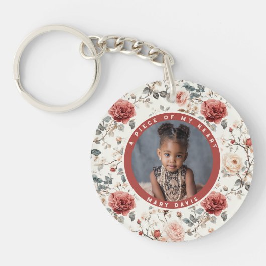 Porte-clés Cadeaux Élégants Pour Le Mari Fleur De Rose (Devant)