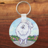 Porte-clés Cadeaux et accessoires Poméraniens blancs (Recto)