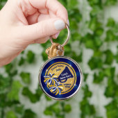 Porte-clés Cadeaux personnalisés pour un entraîneur, Bleu, Or (Main)