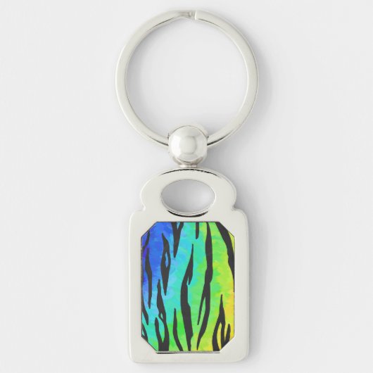 Porte-clés Cadeaux Tiger noir et arc-en-ciel (Devant)