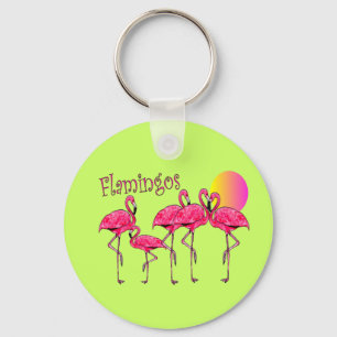 Porte-clés Cadeaux tropicaux d'art de Flamant rose