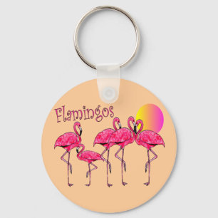 Porte-clés Cadeaux tropicaux d'art de Flamant rose
