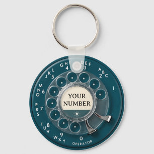 Porte-clés Cadran de téléphone rotatif sarcelle vintage