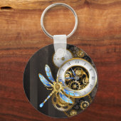 Porte-clés Cadran Steampunk avec libellule (Recto)