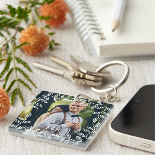 Porte-clés Cadre botanique vintage Monogramme Photo