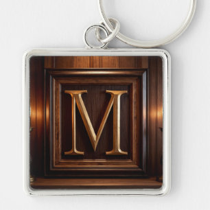Porte-clés 🟡 Cadre Classique M Monogramme Or Bois Sculpté 🔑