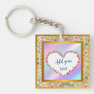 Porte-clés Cadre de cœur floral élégant : pour chaque occasio