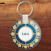Porte-clés Cadre décoratif circulaire doré orné (Recto)