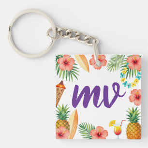 Porte-clés Cadre d'Hibiscus Tropical pour une ambiance Aloha