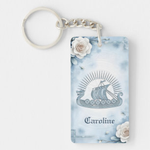 Porte-clés Cadre floral avec Rose et design celtique.