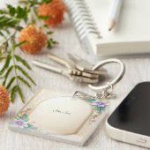 Porte-clés cadre floral décoratif avec perles (Devant Droit)