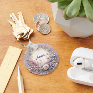 Porte-clés Cadre Floral Délicat Avec Détails De Dentelle