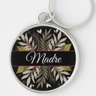 Porte-clés Cadre floral muet sur noir Porte - clé maman