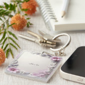 Porte-clés cadre floral rose (Devant Droit)