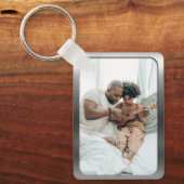 Porte-clés Cadre photo en acier brossé - Fête des Pères (Recto)