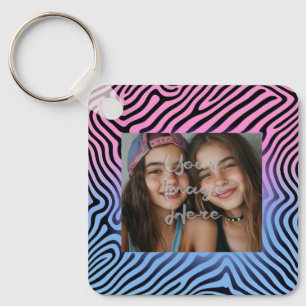Porte-clés Cadre photo en bande Zèbre rose rétro