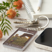 Porte-clés Cadre photo faux modifiable en bois brun rustique (Devant droit)
