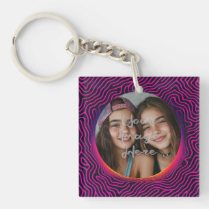 Porte-clés Cadre photo personnalisé Neon Vaporwave Swirl