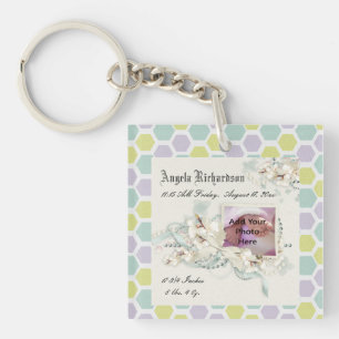 Porte-clés Cadre photo scrapbook élégant pour bébé garçon ou