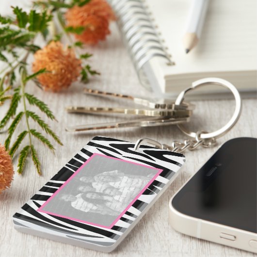 Porte-clés Cadre photo Zebra et rose (Devant droit)