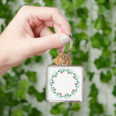 Porte-clés Cadre rond fleuri avec fleurs roses (main)