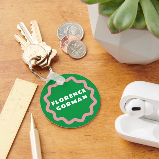 Porte-clés Cadre vert et rose brillant (Bureau)