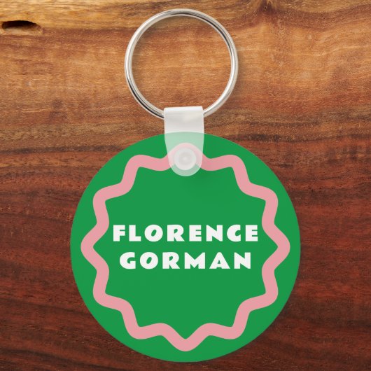 Porte-clés Cadre vert et rose brillant (Recto)