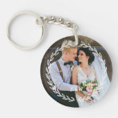 Porte-clés Cadre Vintage arrondi Monogramme photo (Devant)