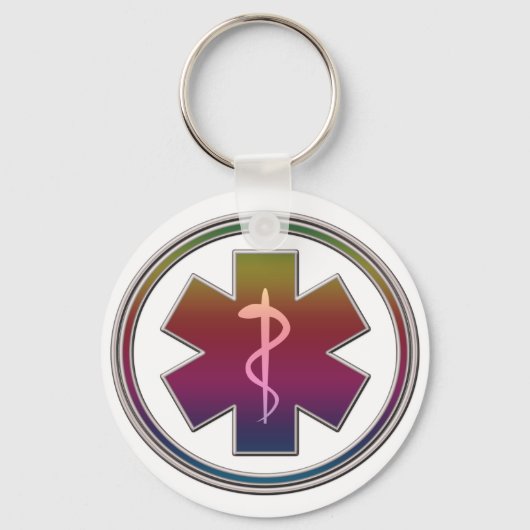 Porte-clés Caducée colorée (Recto)