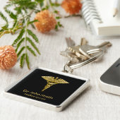 Porte-clés Caducée d'or Médicale sur le noir - Porte - clé (Côté)