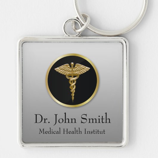 Porte-clés Caducée Médicale d'or - porte - clé (Devant)