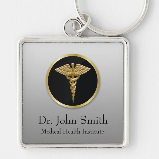 Porte-clés Caducée Médicale professionnel d'or - porte - clé (Devant)