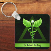 Porte-clés Caducée Vert foncé personnalisée Médecine alternat (Recto)