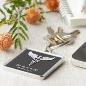 Porte-clés Caduceus Clean blanc Détaillé Anthracite Médicale (Côté)