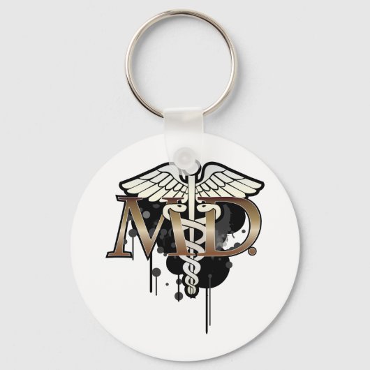 Porte-clés Caduceus grunge avec M.D. (Recto)