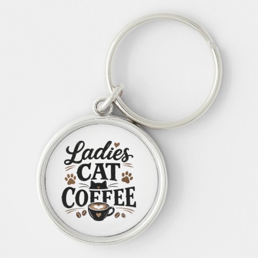 Porte-clés Café Chat pour Dames – Cadeau pour amat (Devant)