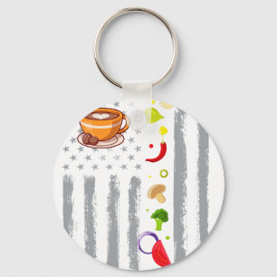Porte-clés café cuisine - Drapeau américain vintage USA pour 