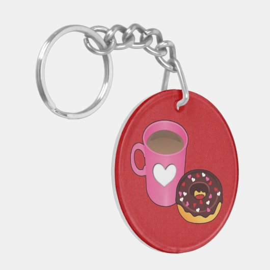 Porte-clés Café de Saint Valentin et Donut (Devant gauche)