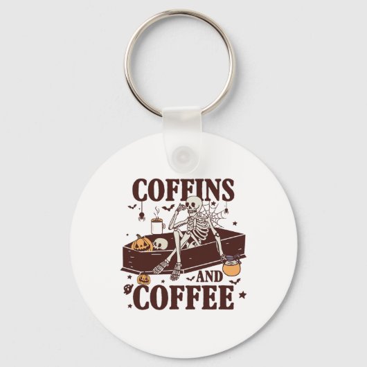 Porte-clés Café Et Café Drôle Skeleton Halloween (Recto)