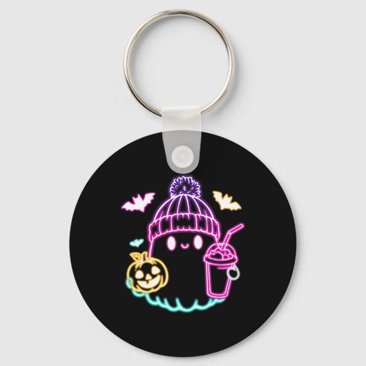 Porte-clés Café Ghost Cute Boire Halloween Éffrayant (Recto)
