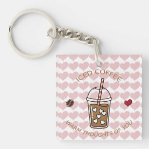 Porte-clés Café Glacé Pensées Chaudes Pour Toi