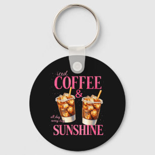 Porte-clés Café glacé rétro et été amateur de café soleil