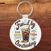 Porte-clés Café glacé rétro et graphique drôle de surpensée (Recto)