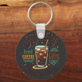 Porte-clés Café glacé rétro et graphique drôle de surpensée (Recto)